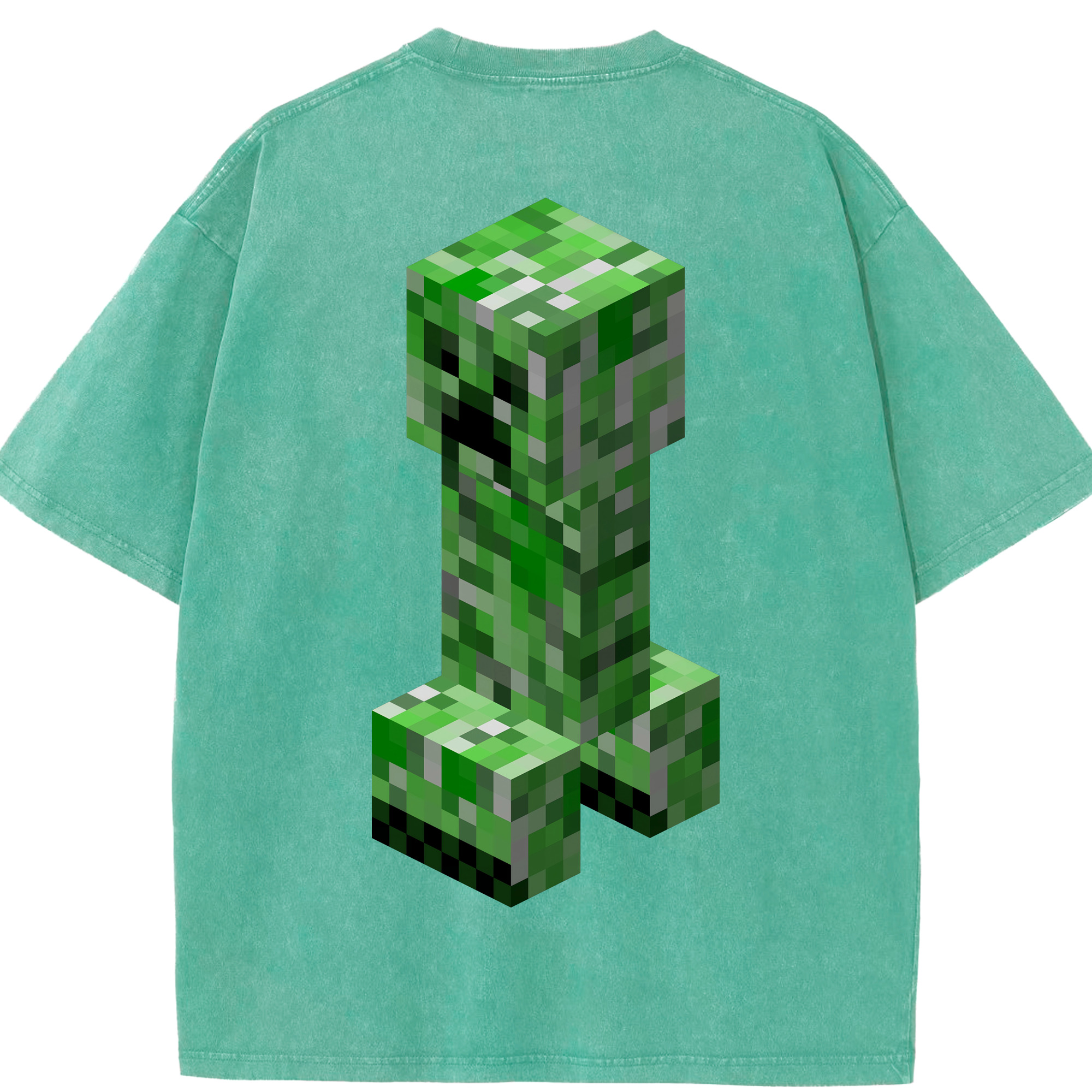 （画像用） マインクラフト ブロックの世界 Minecraft MC Block world 綿100% ヴィンテージ風 半袖Tシャツ（背面プリント）